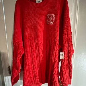 Walt Disney World Spirit Jersey Red Cable Knit Sweater